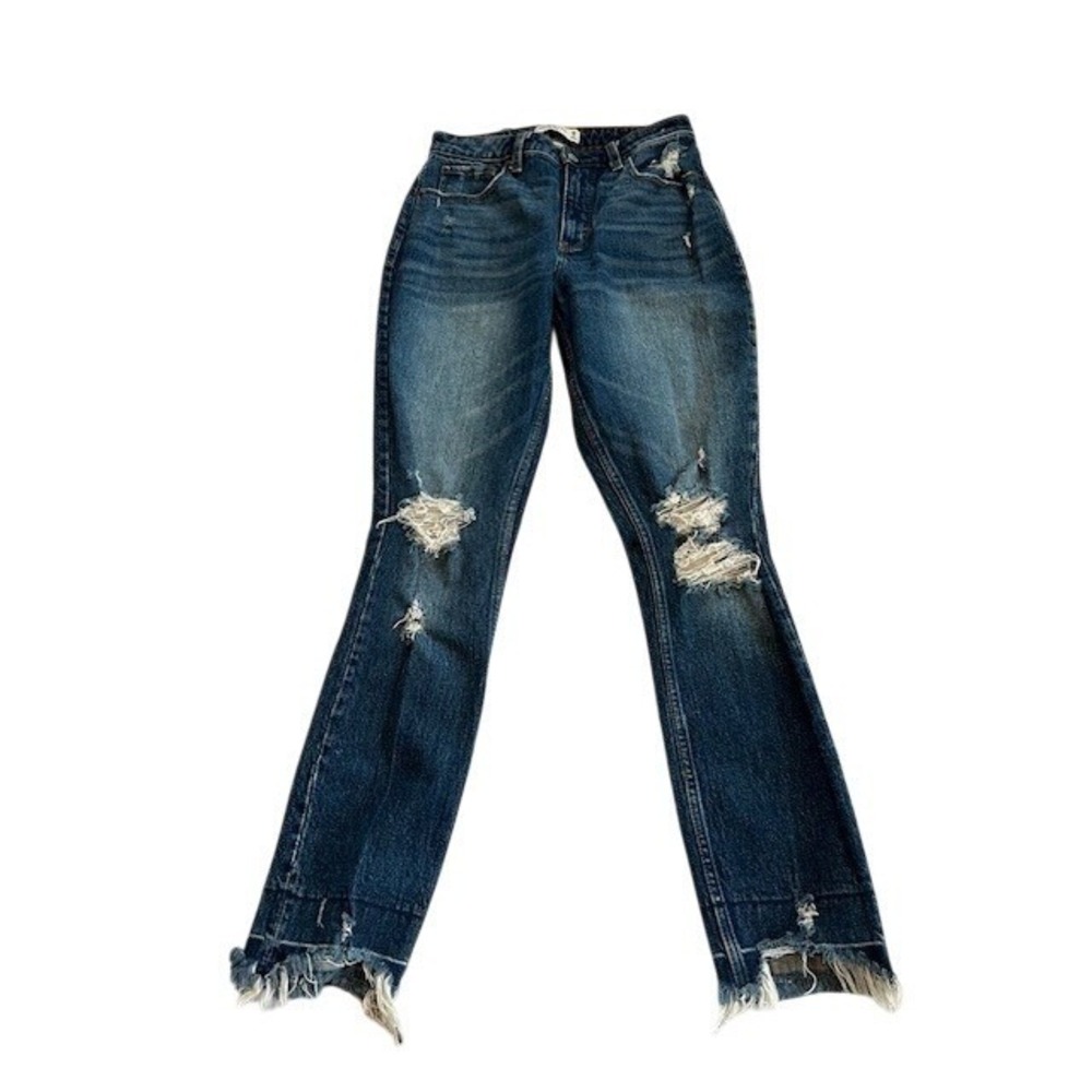 Abercrombie & Fitch Distressed Dark Blue Flare Jeans